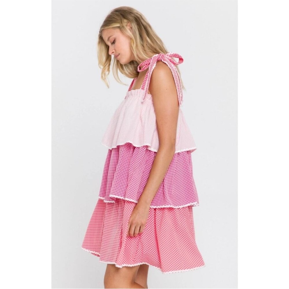 English Factory Tiered Gingham Dress